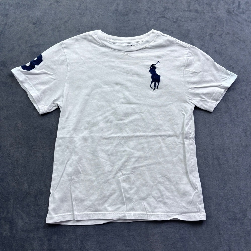 Polo Ralph Lauren Boys White Big Pony Short Sleeve T-Shirt Size M 10-12
